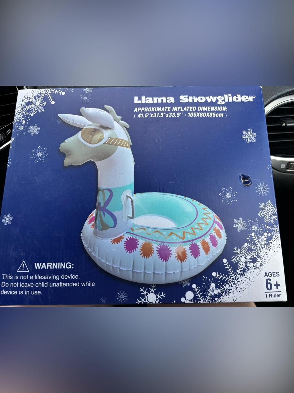 Llama Snowglider Inflatable Snow or Pool Float - White and Aqua